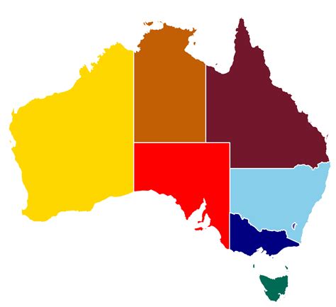 Australian states and territories chief primary colours