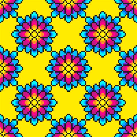 Colorful Pixel Art Flower Pattern 665555 Vector Art at Vecteezy