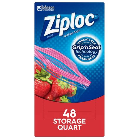 Ziploc Brand Storage Quart Bags with Grip 'n Seal Technology, 48 Count ...