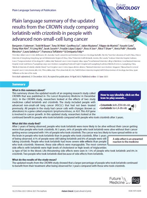 Lorlatinib with crizotinib to treat advanced NSCLC