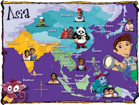 Asia Map For Kids – Map Vector