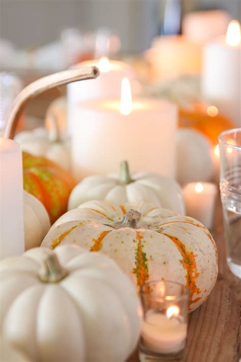 Easy Thanksgiving Centerpiece with Pumpkins - Modern Glam