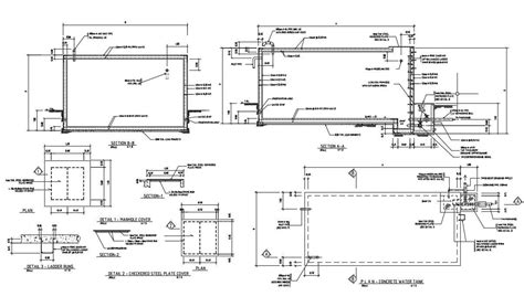 Water Tank Section Manhole And Plumbing Structure Cad Drawing Detail | Images and Photos finder