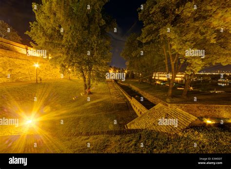 Belgrade fortress at night, Belgrade Serbia Stock Photo - Alamy