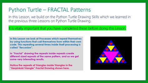 Python Turtle – Repeating Fractal Patterns – Passy World of ICT