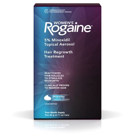 Women's Rogaine 5% Minoxidil Foam for Hair Regrowth, 4-Month Supply ...