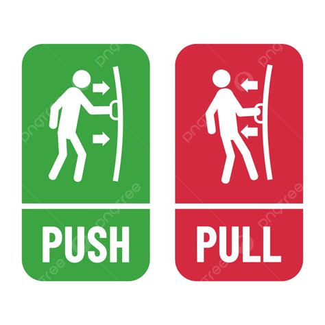 Push And Pull Sign With Gesture Illustration In Green Red Colors Vector, Push And Pull, Sign ...