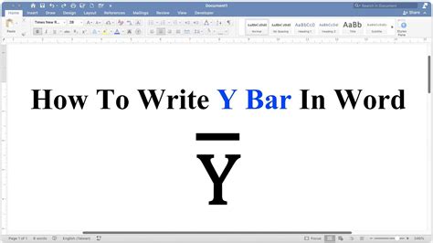 How To Write Y Bar In Word - YouTube