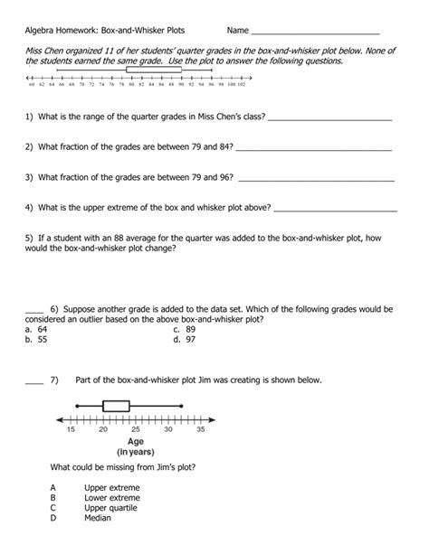 Box And Whisker Plot Worksheet - Wordworksheet.com