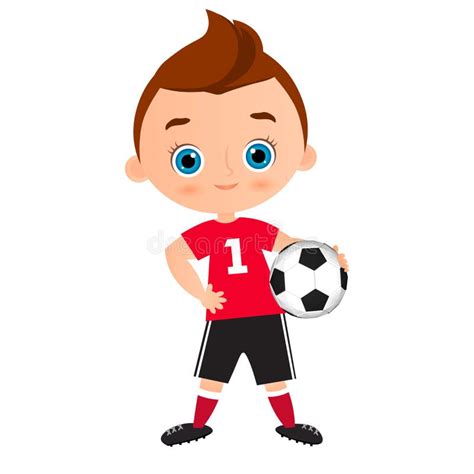 Young Boy. Kid Playing Football. Vector Illustration Eps 10 Isolated on ...