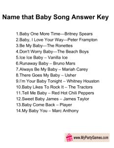 Free printable name that song baby shower game – Artofit