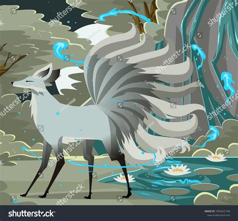 Japanese Mythology Magical Kitsune Nine Tails Stock Vector (Royalty Free) 1855425748 | Shutterstock