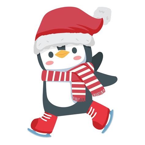 penguin with scarf ice skating vector 19197060 Vector Art at Vecteezy