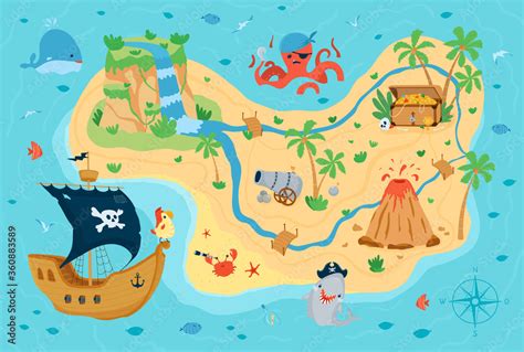 Cartoon Pirate Treasure Map