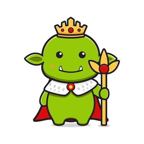 Premium Vector | King goblin mascot cartoon icon vector illustration. design isolated flat ...