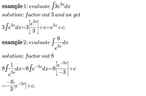 Integration Rules Exponential