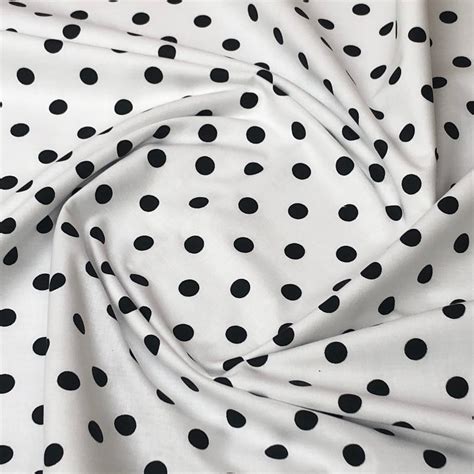 Polka dot 10mm black on white 100% cotton fabric sold per | Etsy