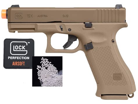 Hsa UMAREX Glock 19X GEN5 Fully Licensed Gas Blowback Airsoft Package w/Free Patch & 1500 BB's ...