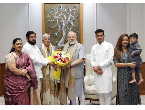 Maharashtra CM Eknath Shinde, accompanied by his family meet PM Modi ...