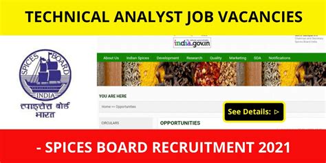 Spices Board Recruitment: Technical Analyst Vacancies 2024