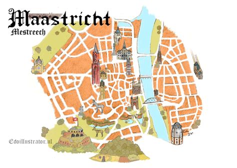 Ansichtkaart Maastricht, plattegrond 50x – Edo Illustrator