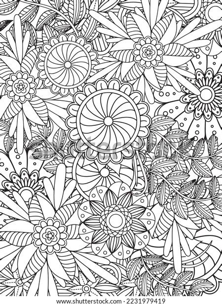 Floral Adult Coloring Page Vector Art Stock Vector (Royalty Free ...