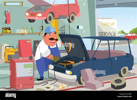 Cartoon car auto repair garage hi-res stock photography and images - Alamy