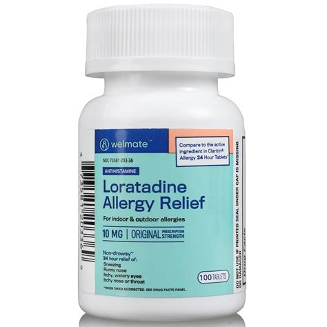 Buy Welmate Allergy Relief | Loratadine 10mg | Antihistamine 24 Hour Relief | 100 Count Tablets ...