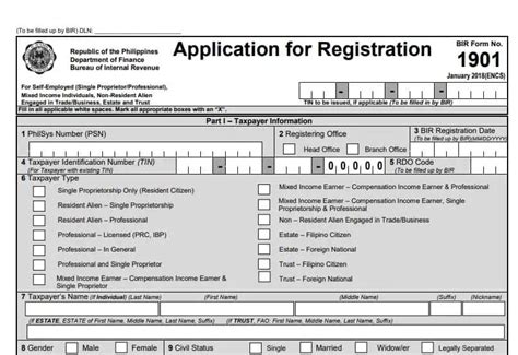 How To Register With BIR as a Self-Employed/Mixed-Income Individual: A Guide to BIR Form 1901 ...