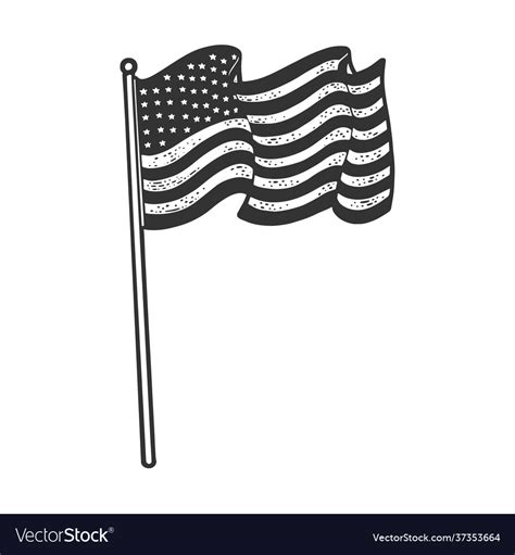 American flag sketch Royalty Free Vector Image