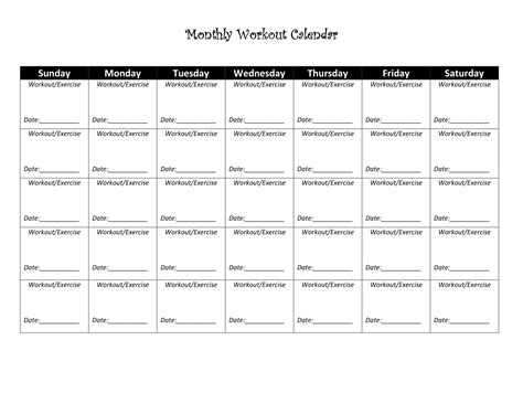 Blank Workout Planner