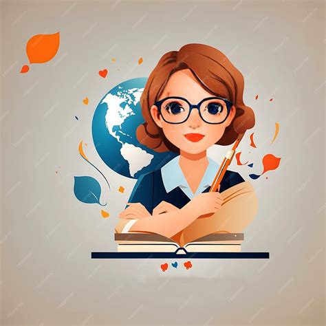 Premium Photo | Cute female teacher portrait illustration for logo design inspiration generative ai