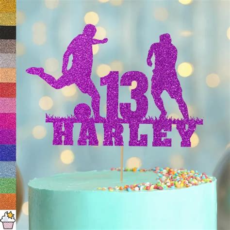 CUSTOM FOOTBALL DOUBLE Sided Birthday Glitter Cake Topper | Any Name, Any Age $3.79 - PicClick