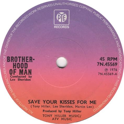 Brotherhood Of Man – Save Your Kisses For Me (1976, Solid Centre, Vinyl ...