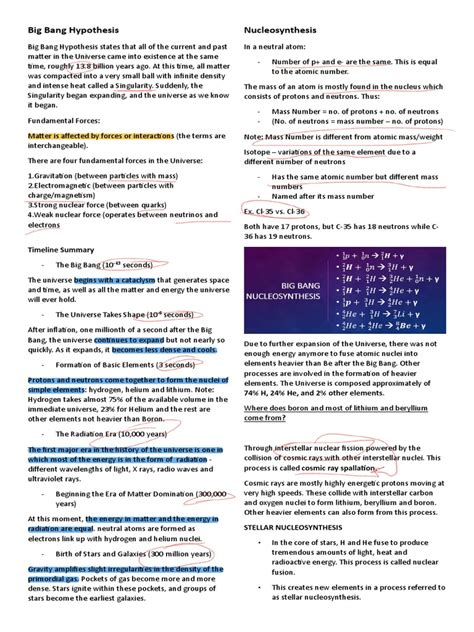 Big Bang Hypothesis Nucleosynthesis: Timeline Summary | Download Free ...