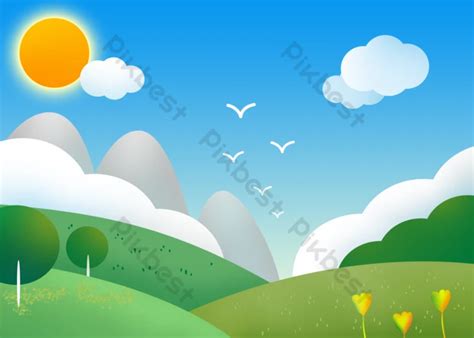 Nature Landscape Background Cartoon Natural | PSD Free Download - Pikbest