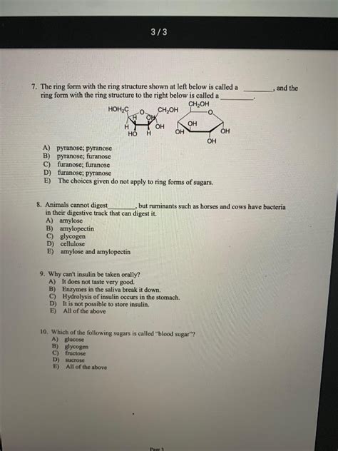 Solved 3/3 and the 7. The ring form with the ring structure | Chegg.com ...