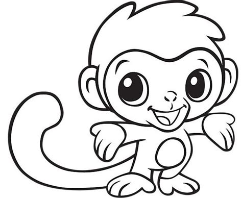 Baby Animal Coloring Pages - Monkey Drawing