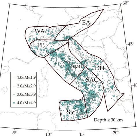 Locations of large-scale zones and seismicity during the learning... | Download Scientific Diagram