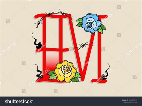 Capital Letters M Traditional Style Tattoo Stock Vector (Royalty Free ...