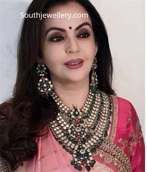 Nita Ambani in a bridal polki emerald layered necklace paired with ...