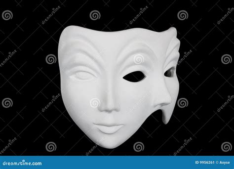 Double Face White Mask Isolated Over Black Stock Image - Image of color, culture: 9956261