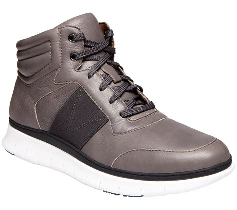 Vionic Men's Leather High Top Lace Up Sneakers- Jamal - QVC.com