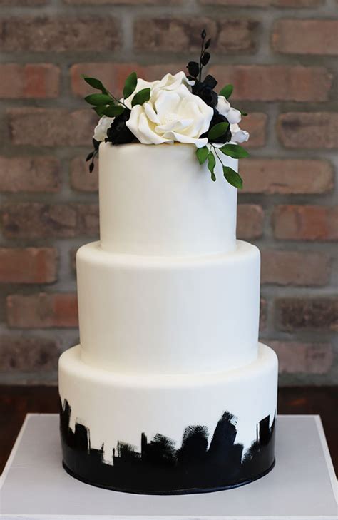 Black And White Handpainted Fondant iced Wedding Cake