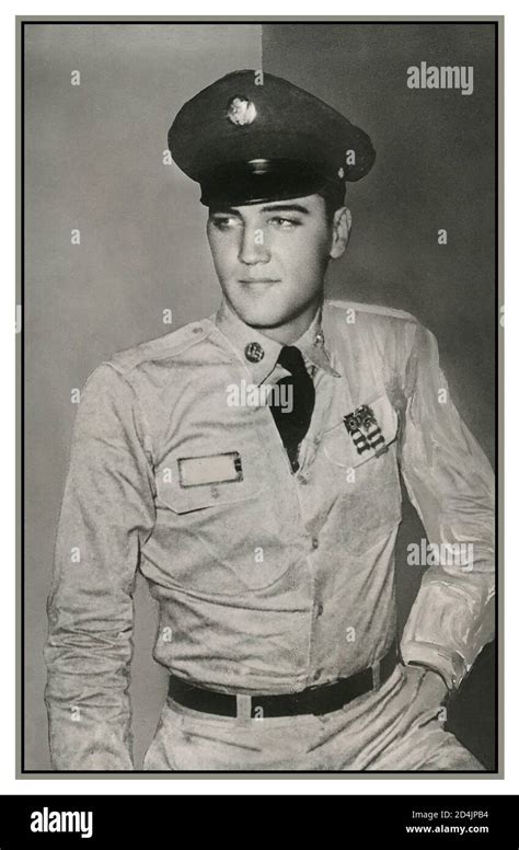 Elvis Presley 1950’s in military army uniform official press release photo during his service ...