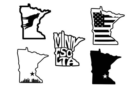 Minnesota State Outline Themed SVG Bundle Laser Files Cricut Multiple ...