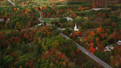 5.5K stock footage aerial video flying by East Winthrop Baptist Church, Western Avenue, autumn ...