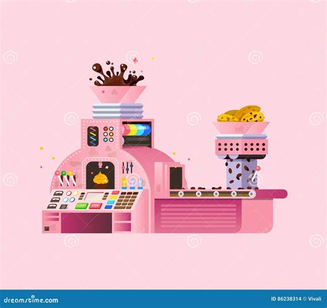 Pink Chocolate Factory Illustration. Stock Vector - Illustration of ...