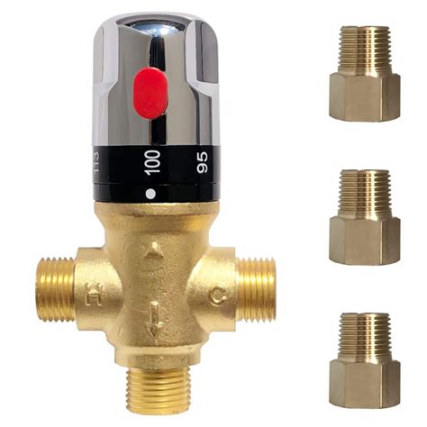 Buy Thermostatic Mixing Valve with 1/2 NPT Male Connections,Water ...