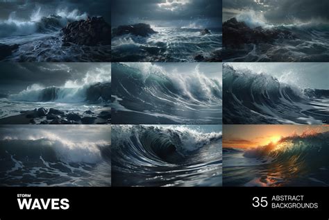 Storm Waves Backgrounds on Yellow Images Creative Store - 119076